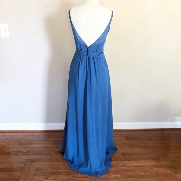 Brideside Mary Kate V Neck Bridesmaids Dress Gown Blue Size 4 - Picture 4 of 7